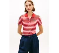 Poloshirt TOMMY HILFIGER "1985 Slim Fit Pique Premium", Damen, Gr. XL (46), breton stripe fireworks, calico, Piqué, Obermaterial: 96% Baumwolle, 4% Elasthan, gestreift, slim fit hüftlang, Rundhals, ab