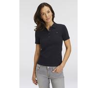 Poloshirt TOMMY HILFIGER "1985 SLIM PIQUE POLO SS", Damen, Gr. XL (42), blau (desert_sky), Piqué, Obermaterial: 97% Baumwolle, 3% Elasthan, unifarben, slim fit normal, Rundhals, Shirts, mit Tommy Hilf