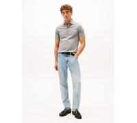 Poloshirt TOMMY HILFIGER "1985 SLIM POLO mit Piqué-Struktur und Stickerei", Herren, Gr. L, grau (medium grau heather), Piqué, Obermaterial: 96% Baumwolle, 4% Elasthan, bestickt, meliert, Basic, slim f