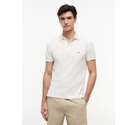 Poloshirt TOMMY HILFIGER "1985 SLIM POLO mit Piqué-Struktur und Stickerei", Herren, Gr. S, weiß (ivory petal), Piqué, Obermaterial: 96% Baumwolle, 4% Elasthan, Basic, slim fit, eingesetzt Bündchen, Sh