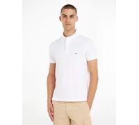 Poloshirt TOMMY HILFIGER "1985 SLIM POLO mit Stickerei und Piqué-Qualität", Herren, Gr. L (52), weiß, Piqué, Obermaterial: 97% Baumwolle, 3% Elasthan, Basic, schmal normal, Rundhals, eingesetzt,Ärmel