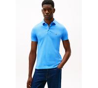 Poloshirt TOMMY HILFIGER "1985 SLIM POLO mit Stickerei und Piqué-Qualität", Herren, Gr. L, blau (blau spell), Piqué, Obermaterial: 96% Baumwolle, 4% Elasthan, Basic, schmal normal, Rundhals, eingesetz