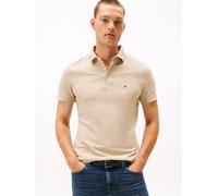 Poloshirt TOMMY HILFIGER "1985 SLIM POLO mit Stickerei und Piqué-Qualität", Herren, Gr. M, grün (sandalwood), Piqué, Obermaterial: 96% Baumwolle, 4% Elasthan, Basic, schmal normal, Rundhals, eingesetz