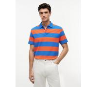 Poloshirt TOMMY HILFIGER "BLOCK STRIPE", Herren, Gr. M, brilliant orange, blau orbit, Piqué, Obermaterial: 96% Baumwolle, 4% Elasthan, regular fit normal, Shirts (36177957-M) brilliant orange, blau or