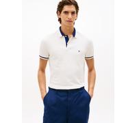 Poloshirt TOMMY HILFIGER "CONTRAST COLLAR BLOCK", Herren, Gr. XXL, ivory petal, Jersey, Obermaterial: 96% Baumwolle, 4% Elasthan, unifarben, regular fit taillenbedeckt, Rundhals, eingesetzt angesetzte