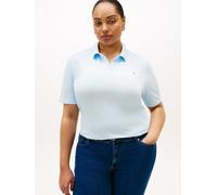 Poloshirt TOMMY HILFIGER CURVE "CRV 1985 REG PIQUE POLO SS", Damen, Gr. 50, keepsake blau, Piqué, Obermaterial: 96% Baumwolle, 4% Elasthan, unifarben, regular fit normal, ohne Ausschnitt, abgesteppte