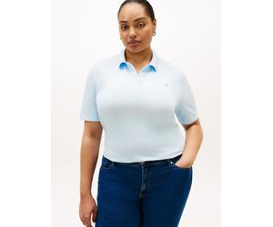 Poloshirt TOMMY HILFIGER CURVE "CRV 1985 REG PIQUE POLO SS", Damen, Gr. 52, keepsake blau, Piqué, Obermaterial: 96% Baumwolle, 4% Elasthan, unifarben, regular fit normal, ohne Ausschnitt, abgesteppte