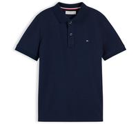 Poloshirt TOMMY HILFIGER "FLAG POLO", Jungen, Gr. 12 (152), schwarz night navy, Single Jersey, Obermaterial: 100% Baumwolle, unifarben, regular fit taillenbedeckt, Rundhals, eingesetzt gerader Abschlu