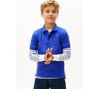 Poloshirt TOMMY HILFIGER "FLAG POLO SS", Jungen, Gr. 5 (110), majesty blau, Single Jersey, Obermaterial: 100% Baumwolle, regular fit, eingesetzt Rippbündchen, Shirts Poloshirt, mit Logostickerei (1284