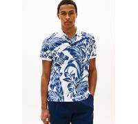 Poloshirt TOMMY HILFIGER "FLORAL AOP REGULAR", Herren, Gr. L, blau orbit multi, Jersey, Obermaterial: 100% Baumwolle, regular fit normal, Rippbündchen, Shirts, mit Blumenprint, regular fit (37664038-L