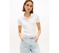 Poloshirt TOMMY HILFIGER "GOLD BUTTON SLIM SS POLO", Damen, Gr. XL (46), ecru, Single Jersey, Obermaterial: 100% Baumwolle, unifarben, slim fit, Shirts (70461214-XL) ecru