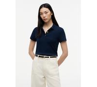 Poloshirt TOMMY HILFIGER "GOLD BUTTON SLIM SS POLO", Damen, Gr. XL (46), schwarz night navy, Single Jersey, Obermaterial: 100% Baumwolle, unifarben, slim fit, Shirts (13198023-XL) schwarz night navy