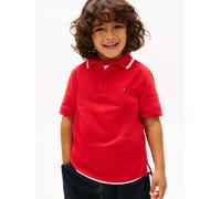 Poloshirt TOMMY HILFIGER "LB TAKE IT EASY GRAPHIC POLO SHORT SLEEVE", Mädchen, Gr. 4 (104), rot (rapid rot), Piqué, Obermaterial: 100% Baumwolle, unifarben, regular fit hüftbedeckend, hoch geschlossen