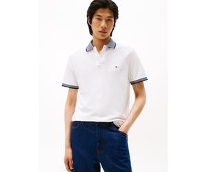 Poloshirt TOMMY HILFIGER "LINEN PIQUE REGULAR", Herren, Gr. XL, weiß, Jersey, Obermaterial: 75% Baumwolle, 25% Leinen, regular fit, Rippbündchen, Shirts (79327113-XL) weiß