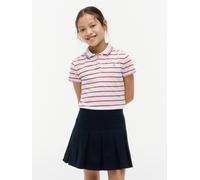 Poloshirt TOMMY HILFIGER, Mädchen, Gr. 10 (140), weiß (primary rot stripes), Piqué, Obermaterial: 96% Baumwolle, 4% Elasthan, gestreift, regular fit normal, Rundhals, gewellter Abschluss, Shirts, für