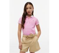 Poloshirt TOMMY HILFIGER, Mädchen, Gr. 12 (152), pink (pink daisy stripes), Piqué, Obermaterial: 96% Baumwolle, 4% Elasthan, gestreift, regular fit normal, Rundhals, gewellter Abschluss, Shirts, für K