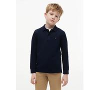 Poloshirt TOMMY HILFIGER "REG POLO LS", Mädchen, Gr. 6 (116), schwarz night navy, Single Jersey, Obermaterial: 100% Baumwolle, regular fit, Rippbündchen, Shirts, mit Logostickerei (98394055-6) schwarz