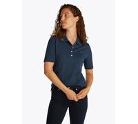 Poloshirt TOMMY HILFIGER "Regular Fit Pique Premium Polo", Damen, Gr. L (40), blau (schwarz night navy), Piqué, Obermaterial: 96% Baumwolle, 4% Elasthan, unifarben, regular fit hüftlang, Rundhals, abg
