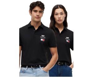 Poloshirt TOMMY HILFIGER "TH x Cadillac Formula 1 Team LOGO", Herren, Gr. M, schwarz, Jersey, Obermaterial: 96% Baumwolle, 4% Elasthan, regular fit normal, Rippstrickbündchen, Shirts, Unisex Special C
