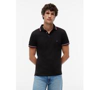 Tommy Hilfiger Herren Poloshirt Kurzarm Slim Fit mit Kontrast-Details, Schwarz (Black), XL