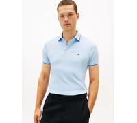 Poloshirt TOMMY HILFIGER "TOMMY TIPPED SLIM POLO", Herren, Gr. L, well water, Obermaterial: 96% Baumwolle, 4% Elasthan, schmal, Rippbündchen, Shirts (15823235-L) well water