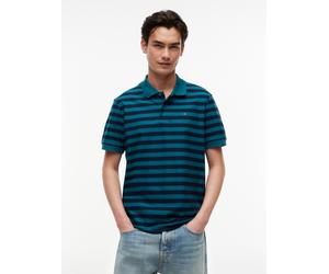 Poloshirt TOMMY JEANS "TJM REG STRIPE POLO EXT", Herren, Gr. XL, blau (polar teal stripe), Jersey, Obermaterial: 100% Baumwolle, gestreift, regular fit hüftbedeckend, Rundhals, angesetztes Bündchen, S