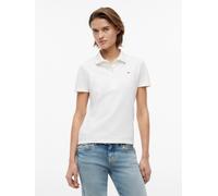 Poloshirt TOMMY JEANS "TJW SLIM ESSENTIAL SS POLO", Damen, Gr. S (36/38), weiß (ecru), Single Jersey, Obermaterial: 97% Baumwolle, 3% Elasthan, unifarben, slim fit normal, Rundhals, Shirts, Baumwollmi