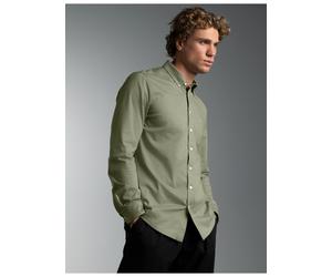 Poloshirt TRIGEMA "TRIGEMA Business-Hemd aus DELUXE-Single-Jersey", Herren, Gr. L, salbei, Single Jersey, 100% Baumwolle, lang, ohne Ausschnitt, Shirts (73363341-L) salbei
