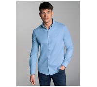 Poloshirt TRIGEMA "TRIGEMA Business-Hemd aus DELUXE-Single-Jersey", Herren, Gr. M, blau (horizont), Single Jersey, 100% Baumwolle, lang, ohne Ausschnitt, Shirts (36299517-M) horizont