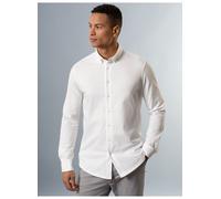 Poloshirt TRIGEMA "TRIGEMA Business-Hemd aus DELUXE-Single-Jersey", Herren, Gr. M, weiß, 100% Baumwolle, casual, Langarm, Shirts (76167154-M) weiß