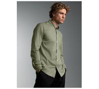 Poloshirt TRIGEMA "TRIGEMA Business-Hemd aus DELUXE-Single-Jersey", Herren, Gr. XL, salbei, Single Jersey, 100% Baumwolle, lang, ohne Ausschnitt, Shirts (73363341-XL) salbei