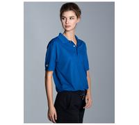 Poloshirt TRIGEMA "TRIGEMA Klassisches Poloshirt COOLMAX", Damen, Gr. L, blau (royal), Trikot, 100% Polyester (recycelt), lang, ohne Ausschnitt, Shirts (24538709-L) royal