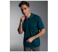 Poloshirt TRIGEMA "TRIGEMA Klassisches Poloshirt COOLMAX", Herren, Gr. 3XL, grün (saphir), Trikot, 100% Polyester (recycelt), lang, ohne Ausschnitt, Shirts (71339213-XXXL) saphir