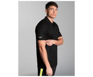 Poloshirt TRIGEMA "TRIGEMA Klassisches Poloshirt COOLMAX", Herren, Gr. 3XL, schwarz, Trikot, 100% Polyester (recycelt), lang, ohne Ausschnitt, Shirts (31141127-XXXL) schwarz