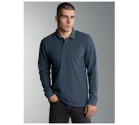 Poloshirt TRIGEMA "TRIGEMA Langarm Poloshirt mit Armbündchen", Herren, Gr. L, blau (jeans, melange), 100% Baumwolle, Basic, Langarm, Shirts (18656113-L) jeans, melange