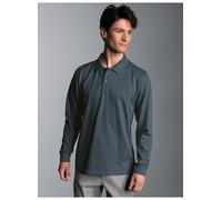 Poloshirt TRIGEMA "TRIGEMA Langarm Poloshirt mit Armbündchen", Herren, Gr. M, grau (anthrazit), Piqué, 100% Baumwolle, Basic, ohne Ausschnitt, Shirts (60835651-M) anthrazit