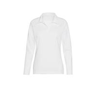 Poloshirt TRIGEMA "TRIGEMA Langarm Poloshirt ohne Knopfleiste", Damen, Gr. 3XL, weiß, 100% Baumwolle, Basic, Shirts (21363817-XXXL) weiß