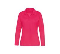 Poloshirt TRIGEMA "TRIGEMA Langarm Poloshirt ohne Knopfleiste", Damen, Gr. M, koralle, 100% Baumwolle, Basic, Shirts (41319668-M) koralle