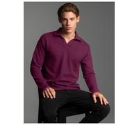 Poloshirt TRIGEMA "TRIGEMA Langarm Poloshirt ohne Knopfleiste in Waffeloptik", Herren, Gr. S, sangria, 100% Baumwolle, Basic, Shirts (77438201-S) sangria