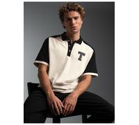 Poloshirt TRIGEMA "TRIGEMA Oversized Raglan T Shirt mit trigema Printmotiv", Herren, Gr. XL, natur, Single Jersey, 100% Baumwolle, Basic, ohne Ausschnitt, Shirts (85361432-XL) natur