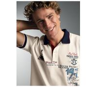Poloshirt TRIGEMA "TRIGEMA Polo Shirt mit Maritimem Print", Herren, Gr. 4XL, natur, Piqué, 100% Baumwolle, Basic, ohne Ausschnitt, Shirts (71905919-4XL) natur