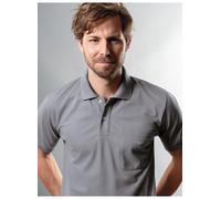 Poloshirt TRIGEMA "TRIGEMA Polohemd mit Brusttasche", Herren, Gr. L, grau (cool, grau), Piqué, 100% Baumwolle, Basic, normal, ohne Ausschnitt, Shirts (73837522-L) cool, grau