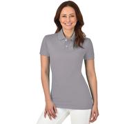 Poloshirt TRIGEMA "TRIGEMA Poloshirt aus elast. Piqué", Damen, Gr. L, grau (cool, grau), 94% Baumwolle, 6% Elastan, Basic, Kurzarm, Shirts (750600-L) cool, grau