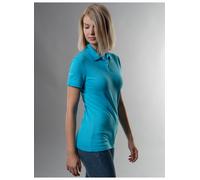 Poloshirt TRIGEMA "TRIGEMA Poloshirt aus elast. Piqué", Damen, Gr. XXL, blau (azur), 94% Baumwolle, 6% Elasthan, Basic, Shirts (404326-XXL) azur