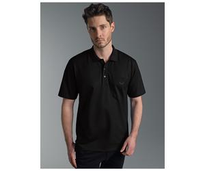 Poloshirt TRIGEMA "TRIGEMA Poloshirt aus Single-Jersey", Herren, Gr. 5XL, schwarz, Single Jersey, 100% Baumwolle, Basic, lang, ohne Ausschnitt, Shirts (441528-5XL) schwarz