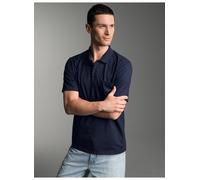 Poloshirt TRIGEMA "TRIGEMA Poloshirt aus Single-Jersey", Herren, Gr. M, blau (navy), 100% Baumwolle, Basic, Kurzarm, Shirts (441603-M) navy