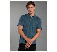 Poloshirt TRIGEMA "TRIGEMA Poloshirt aus Single-Jersey", Herren, Gr. XXL, blau (jeans, melange), Single Jersey, 100% Baumwolle, Basic, lang, ohne Ausschnitt, Shirts (40754111-XXL) jeans, melange