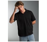 Poloshirt TRIGEMA "TRIGEMA Poloshirt DELUXE ohne Knopfleiste", Herren, Gr. XL, schwarz, Single Jersey, 100% Baumwolle, Basic, ohne Ausschnitt, Shirts (62128521-XL) schwarz