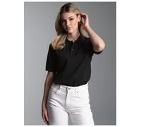 Poloshirt TRIGEMA "TRIGEMA Poloshirt DELUXE Piqué", Damen, Gr. S, schwarz, Piqué, 100% Baumwolle, Basic, lang, ohne Ausschnitt, Shirts (397745-S) schwarz