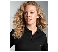 Poloshirt TRIGEMA "TRIGEMA Poloshirt mit Brusttasche", Damen, Gr. XL, schwarz, 100% Baumwolle, Basic, Shirts (36922130-XL) schwarz
